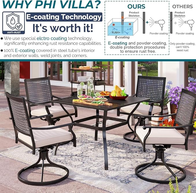 PHI VILLA 5 Pieces Outdoor Dining Set - Image 7