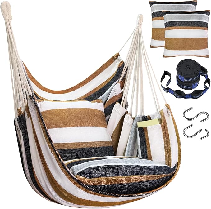 Halalona Hammock Chair Hanging Hammock Chair Rope Swing 2 Cushions by Halalona