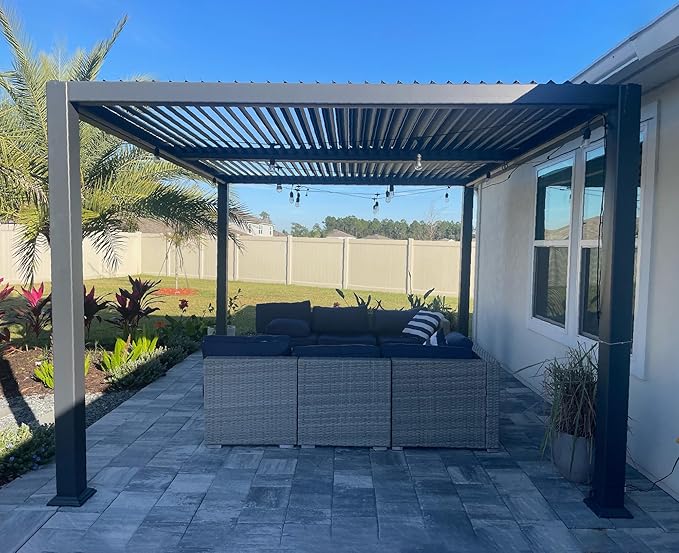 PURPLE LEAF Louvered Pergola 10' x 12' Aluminum Outdoor Pergola by Unknown
