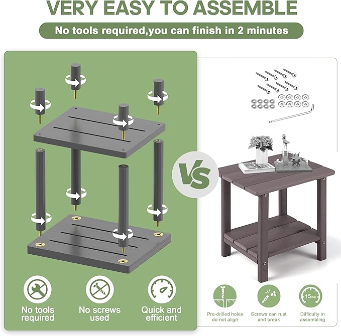 Outdoor Side Table, 2-Tier Small Outdoor Table - Image 3
