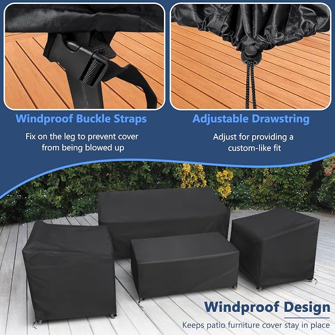 STARTWO Outdoor Furniture Cover Waterproof, 4 Piece Patio Furniture Set Cover - Image 5