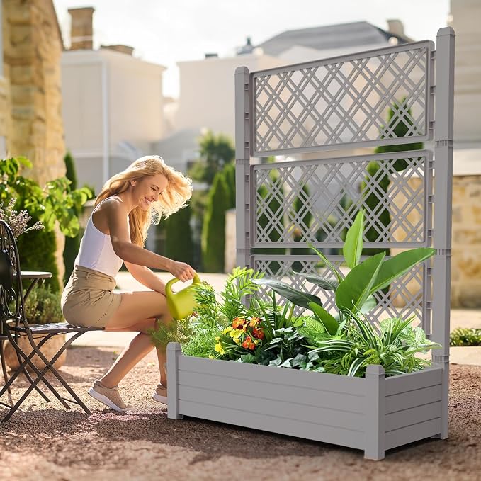 Raised Garden Bed with Trellis for Climbing Plants, 43.43" L x 18.27" W x - Image 7