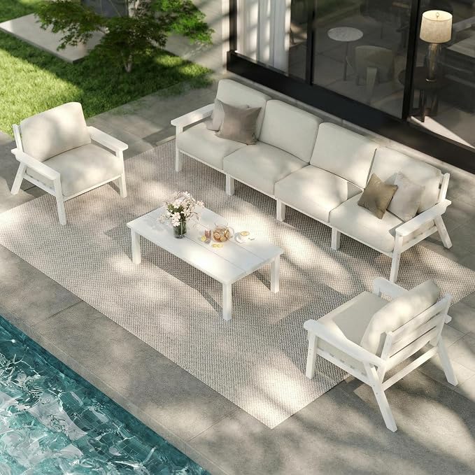 Patio Furniture Set 7 Seats, HDPE Outdoor Sectional by PatioKingdom