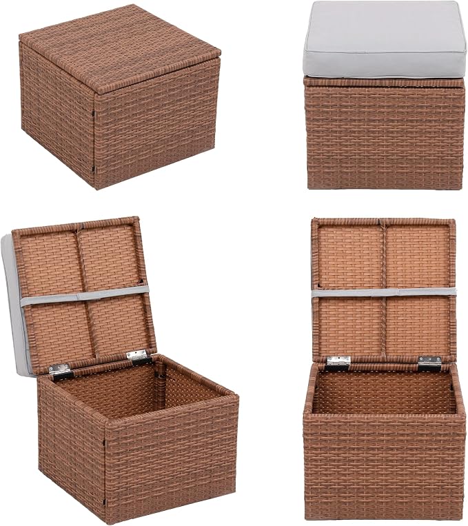 Premium Elegant Gray/Tawny 16.5" 2-Piece w/ 3" Fade-Proof Cushion, All-Weather - Image 4