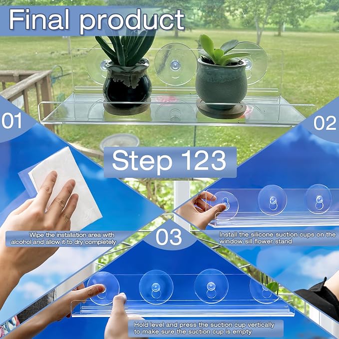 2-Pack 15 Inch Acrylic Window Boxes Plant Shelves, - Image 4