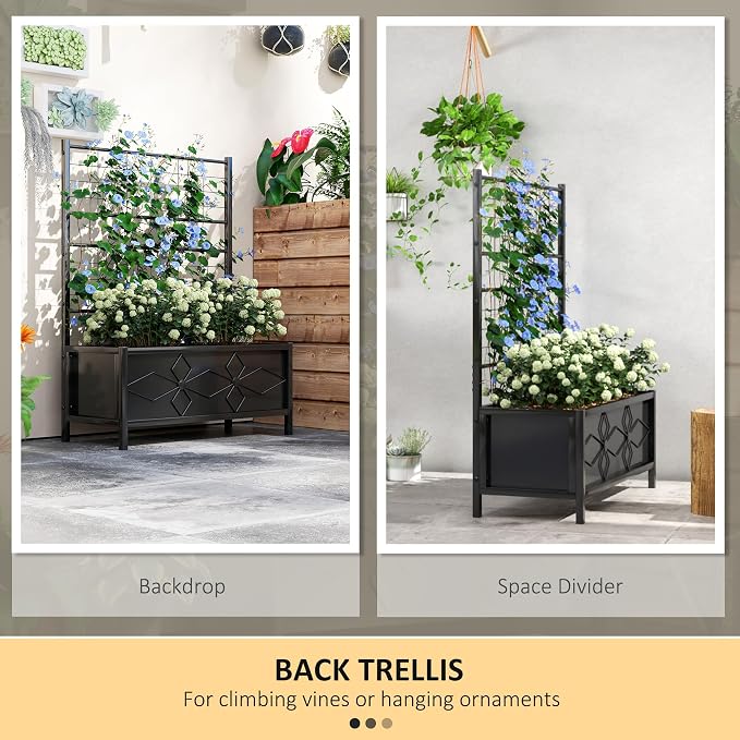Outsunny Planter Box with Trellis, 35.4 x 15.7 x 47.2 inch Raised Garden Bed - Image 3