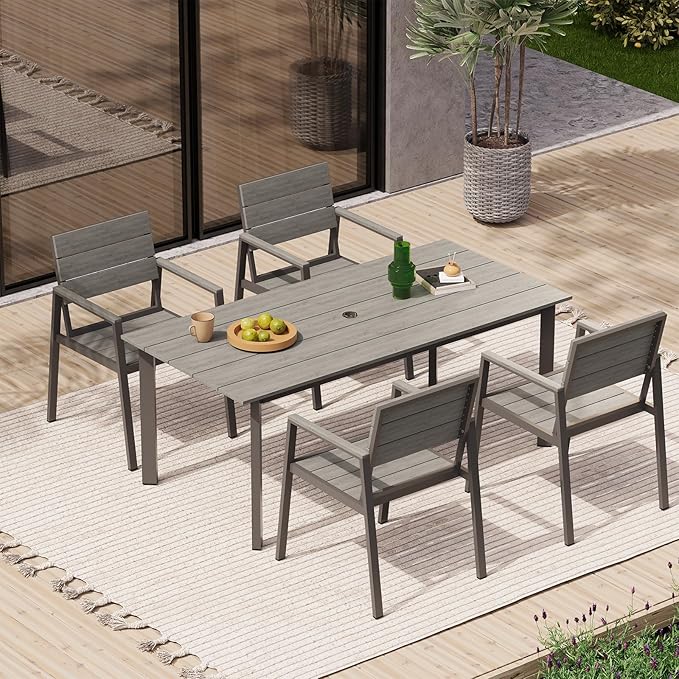 Outdoor Patio Dining Chairs Set of 2, 350LBS Capacity Aluminum Patio Dining - Image 2