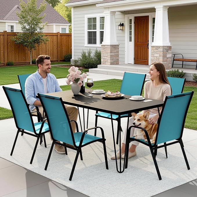 JEAREY Patio Dining Chairs Set of 6, Outdoor Stackable Dining Furniture Set - Image 6