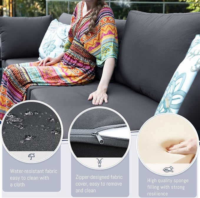 BULEXYARD 10 Piece High Back Wicker Patio Furniture Set - Image 3