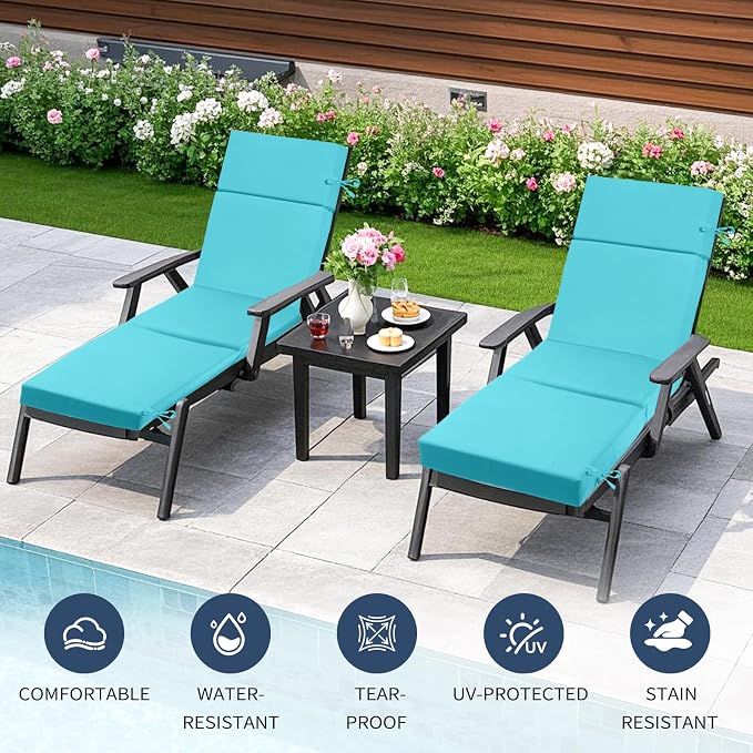Outdoor Chaise Lounge Cushion 72" x 21" x 3", 4-Section Folding Patio Lounge - Image 4