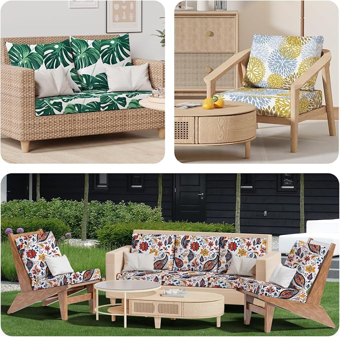 8Pcs Square Small Stretch Patio Cushion Covers, Couch & Sofa Replacement - Image 8