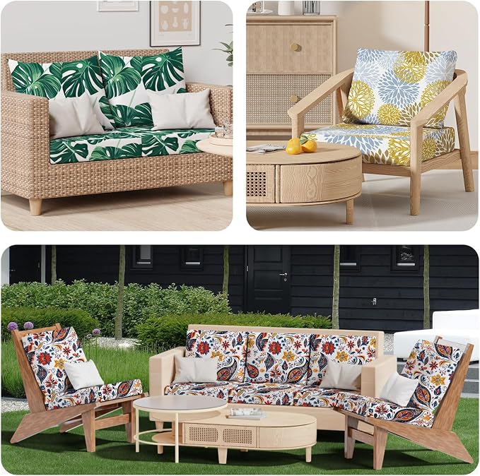 8Pcs Square Small Stretch Patio Cushion Covers, Couch & Sofa Replacement - Image 7
