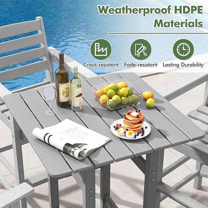 Giantex 42" Height Outdoor Tall Bar Table, HDPE Square Pub Tables - Image 5