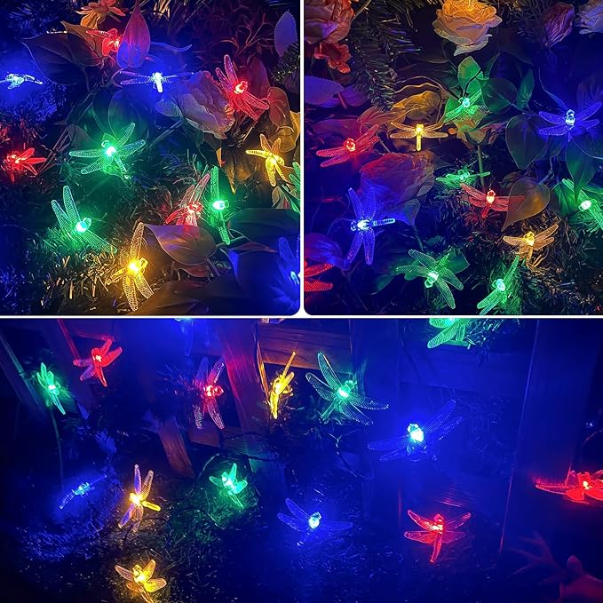 OZS 2PK 40LED 50FT Dragonfly Solar Lights Outdoor Waterproof, Garden Decor - Image 5
