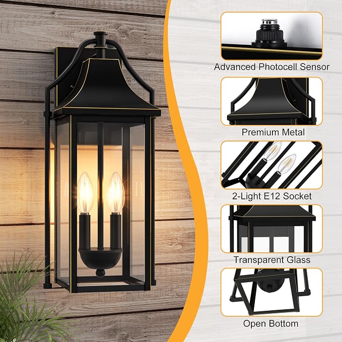  Outdoor Wall Sconce Fixture, Dusk to Dawn Patio Lights Waterproof - Image 6