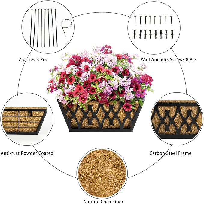 4 Pack 12 Inch Window Boxes Planters Railing Planter Box - Image 2