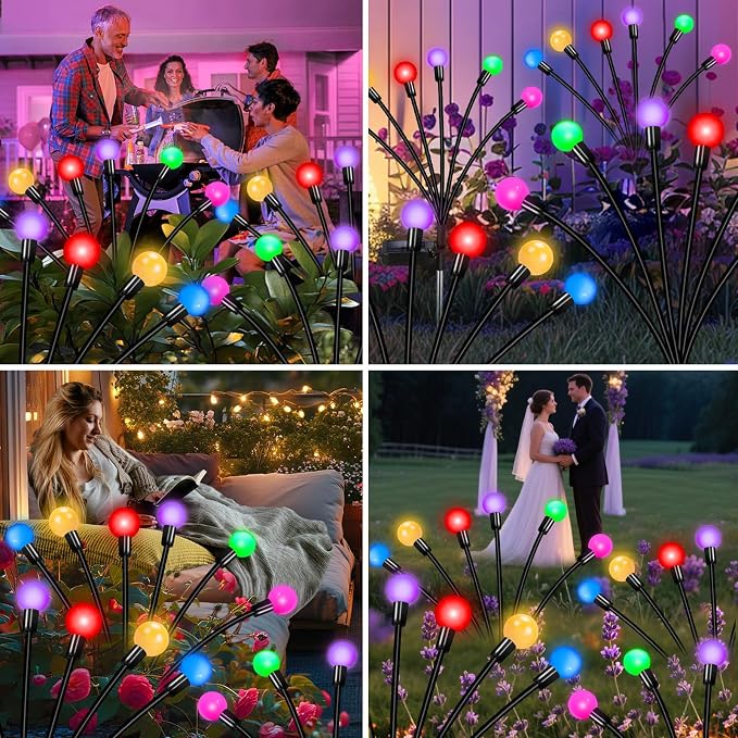 Solar Garden Lights Outdoor Decor, 24 LEDs Solar Firefly Light, 4 Pack 6 Heads - Image 8