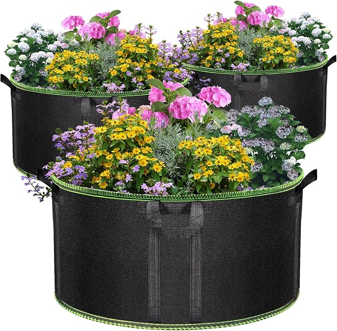 50 Gallon Large Grow Bags 3 Pack - 320G Thickened Nonwoven Aeration Planter by Createagardenyoulove