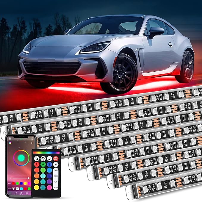 Nilight 8Pcs Aluminum Underglow Neon Accent Strip Lights 396 LEDs RGB Door by Nilight