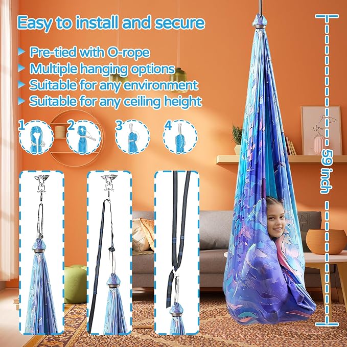 Sensory Swing for Kids and Adults Indoor & Outdoor Double Layer Therapy Cuddle - Image 5