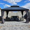 PURPLE LEAF 12' X 14' Hardtop Gazebo Aluminum Permanent Outdoor Gazebo by PURPLELEAF