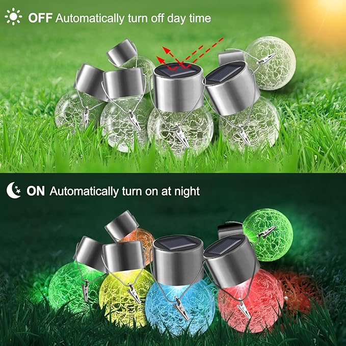 Solar Lights Outdoor Hanging Decorative Globe 8 Pack, Waterproof Solar Lantern - Image 2