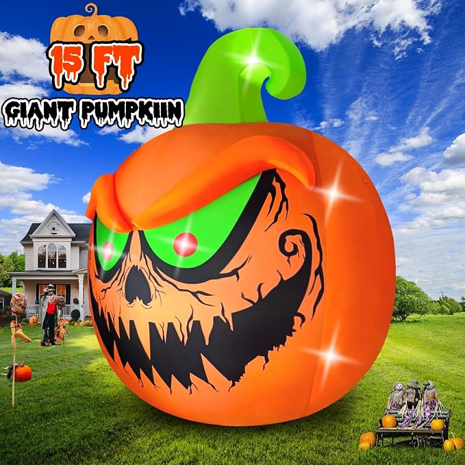 Kalolary 15 FT Giant Halloween Inflatable Pumpkin Outdoor Decorations Blow Up - Image 6
