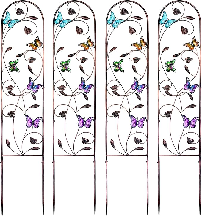 aboxoo Set of 4 Packs Butterfly Metal Garden Trellis by aboxoo