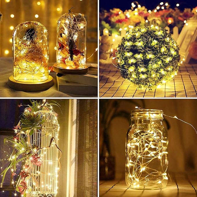 2 Pack Total 200 LED 66FT Solar Powered Copper Wire String Lights Outdoor - Image 4