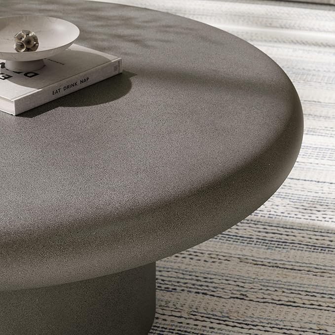 Modway Argos Round Concrete Coffee Table in Gray - Image 6
