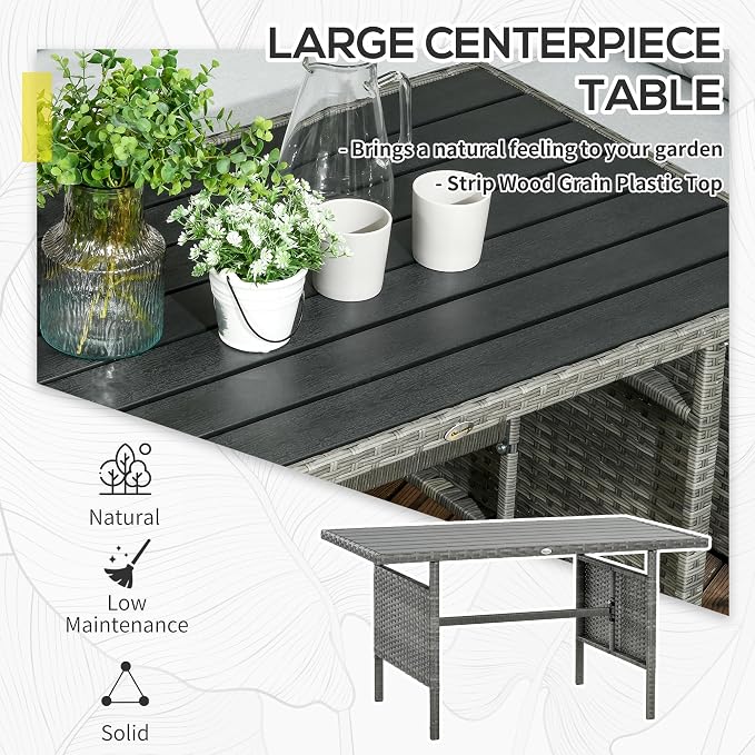 Outsunny Wicker Outdoor Patio Furniture Set, L-Shaped 7 Piece Outdoor Dining - Image 5