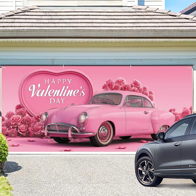 Valentine’s Day Garage Door Banner 6x13FT, Romantic Outdoor Decoration - Image 2