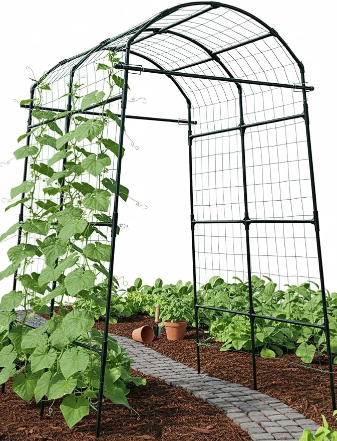 Garden Trellis Arch 7FT PP-Coated Stainless Steel Metal Extra Tall Cucumber by GardenArchTrellisforPlants