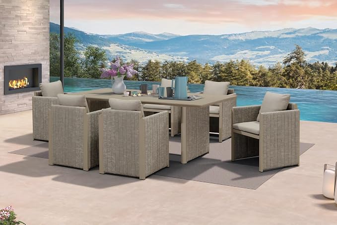 PURPLE LEAF 7-Piece Patio Dining Conversation Set Aluminum Table by PURPLELEAF