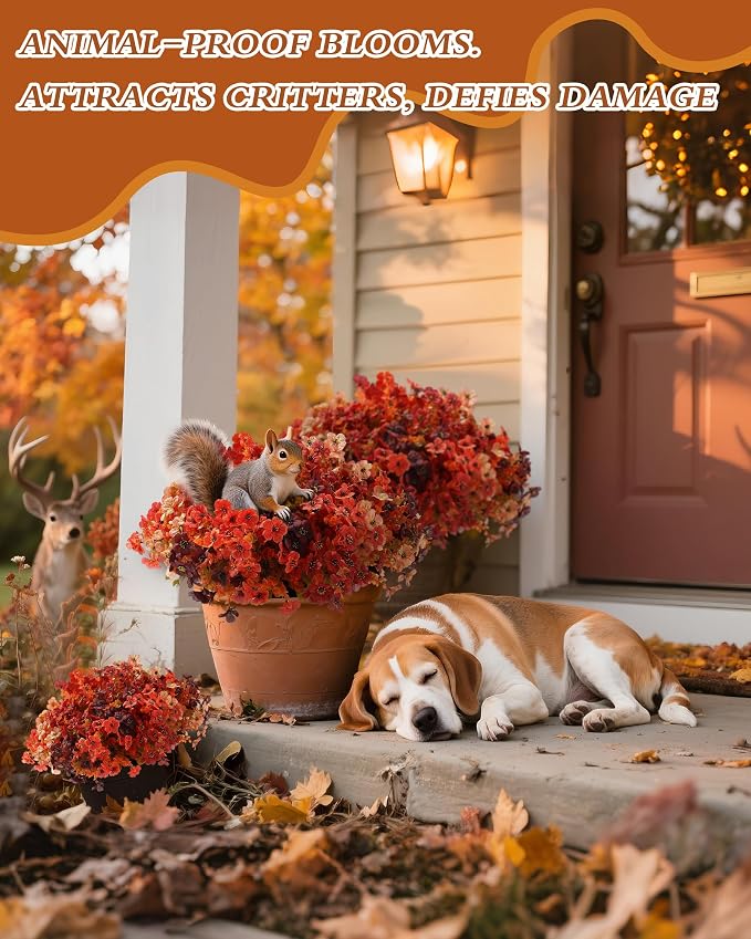 Artificial Mums Outdoor Fake Fall Flowers Decorations - Image 4