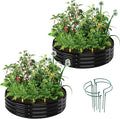 Galvanized Metal Planter Round Raised Garden Bed Kit by ZFHgarden