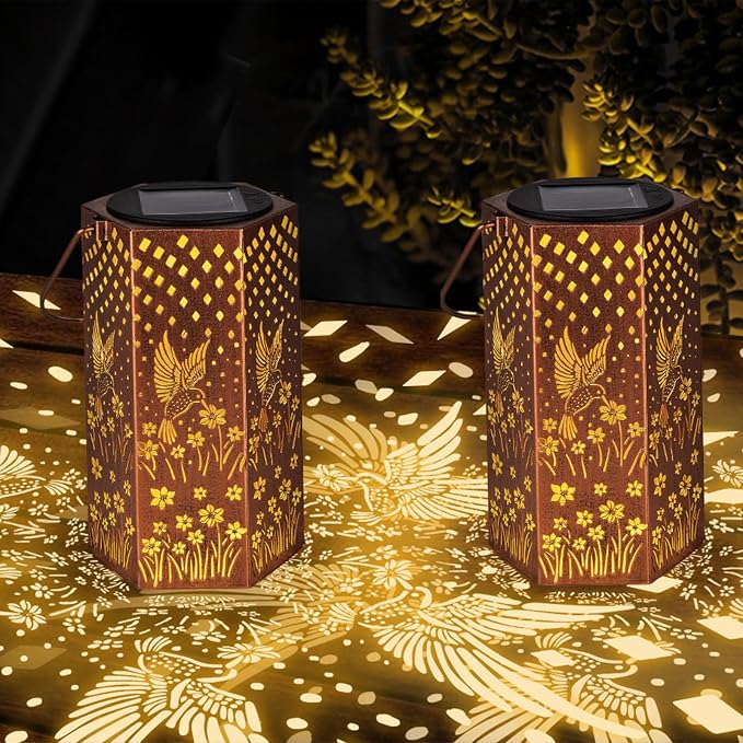 2 Pack Hummingbird Solar Lanterns Outdoor Waterproof - Image 8