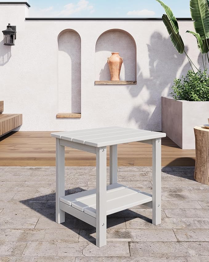 GarveeLife Outdoor Side Table 2-Tier, 18 in HDPE All Weather Resistant Patio - Image 7