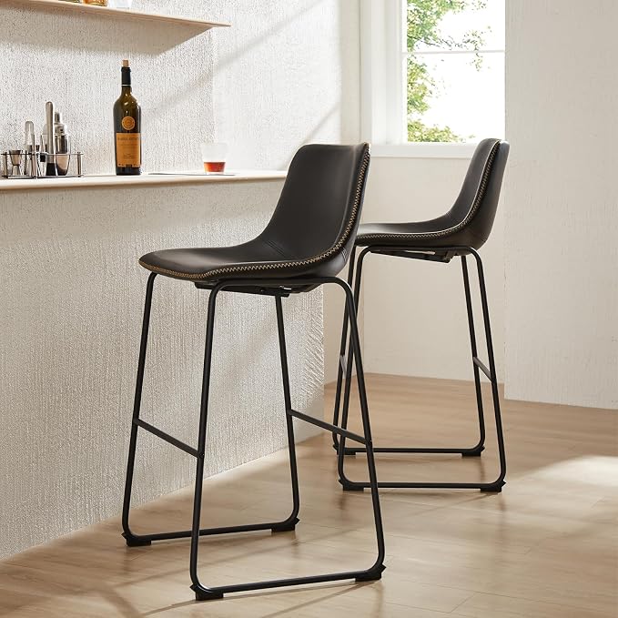 DUMOS 26 Inch Counter Height Bar Stools Set of 2, Modern Faux Leather High - Image 7