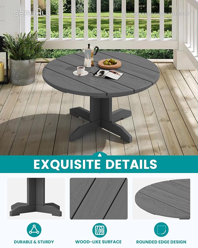 SERWALL Outdoor Round Coffee Table Set, 5-Piece Outdoor Coffee Table and - Image 4