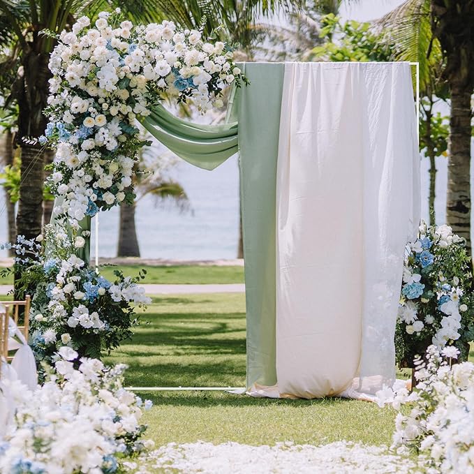 Wokceer Wedding Arch Backdrop Stand Square 8 x 8 FT White Backdrop Stand Metal - Image 2