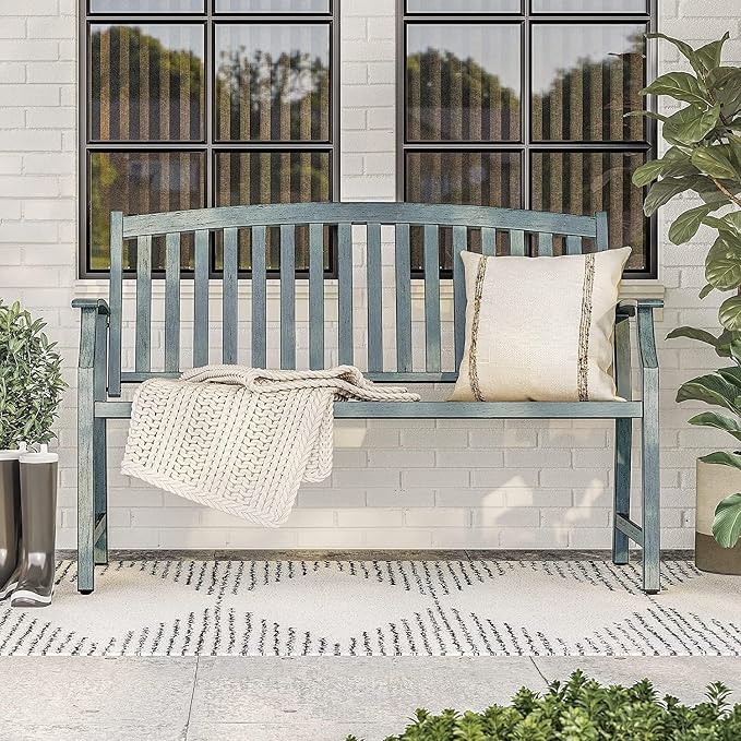 Grand patio 52" Farmhouse Outdoor Bench, Garden Benches - Image 2