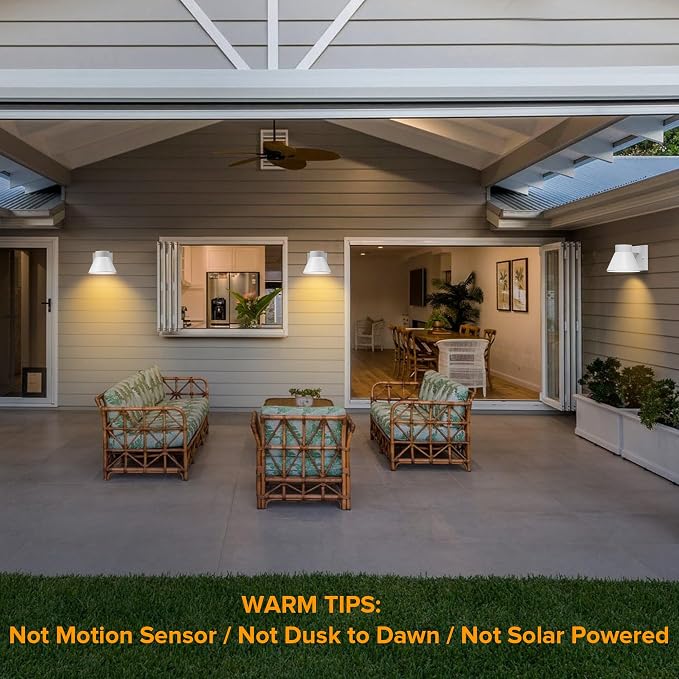 UME 2 Pack LED Outdoor White Front Porch Lights, Waterproof Wall Lantern Light - Image 7