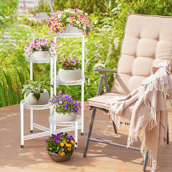 iDavosic.ly Plant Stand Indoor Outdoor, 5 Tier Corner Metal Flower Display - Image 3