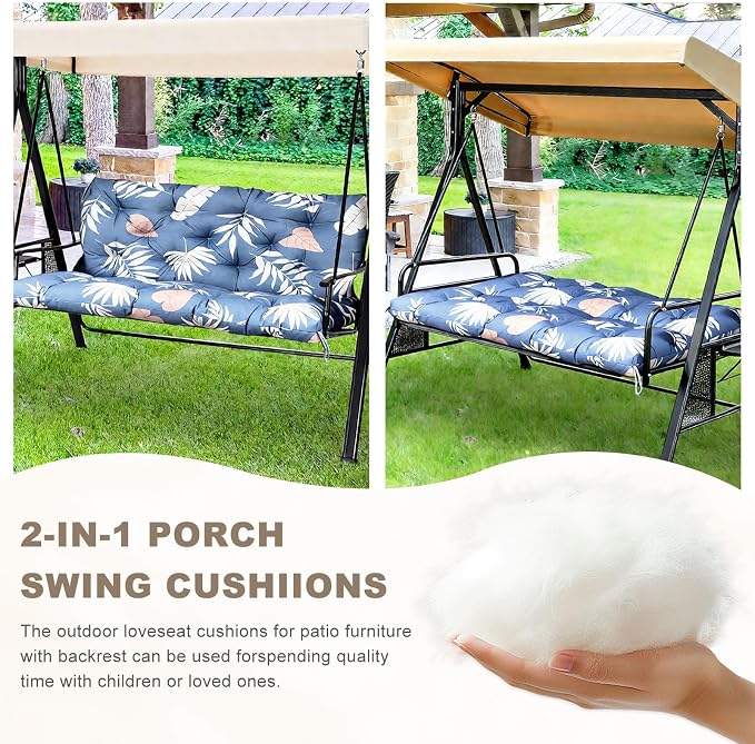 Porch Swing Cushion with Backrest, Waterproof Bench Cushion - Image 4