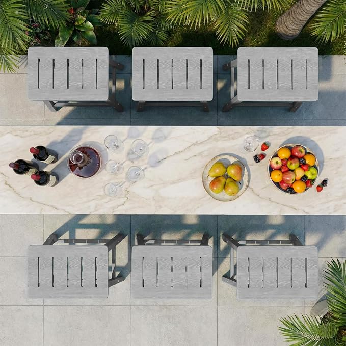 Outdoor Bar Stools Set of 6, 24 Inch All-Weather HDPE Counter Height Chairs - Image 7