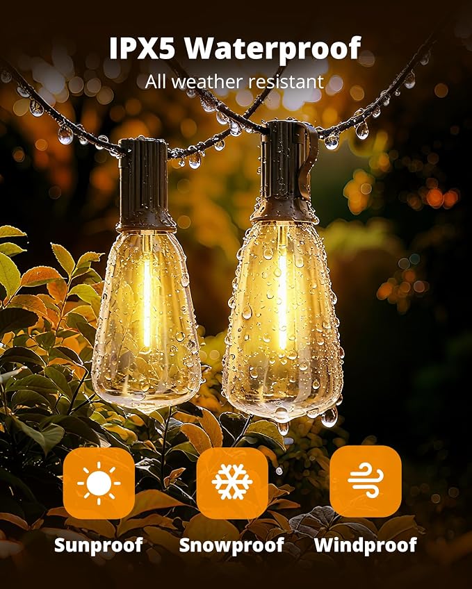 VIPAR LED Outdoor String Lights, 100FT Patio Lights - Image 2