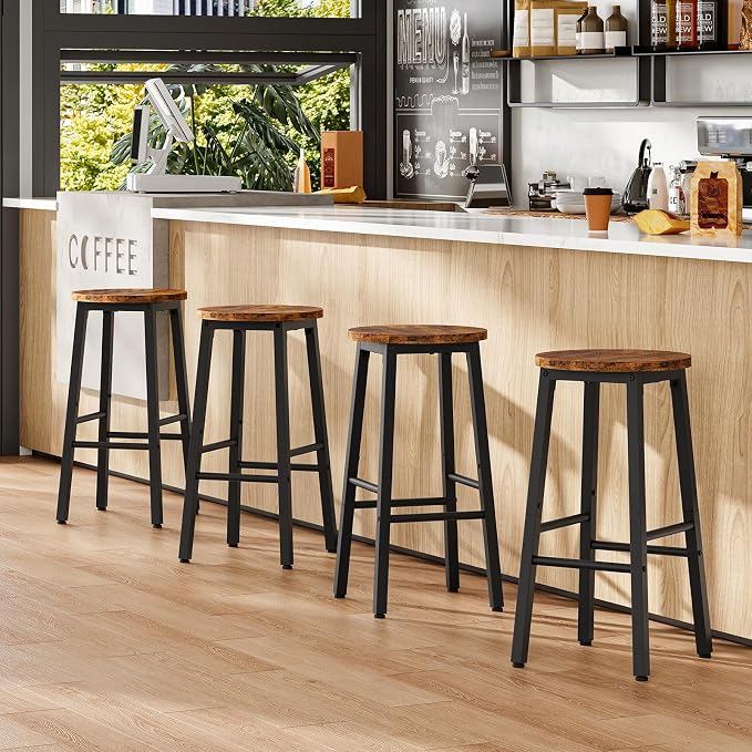 HOOBRO Bar Stools, Barstools Set of 4, Counter Height Barstools, 24.8" Bar - Image 2