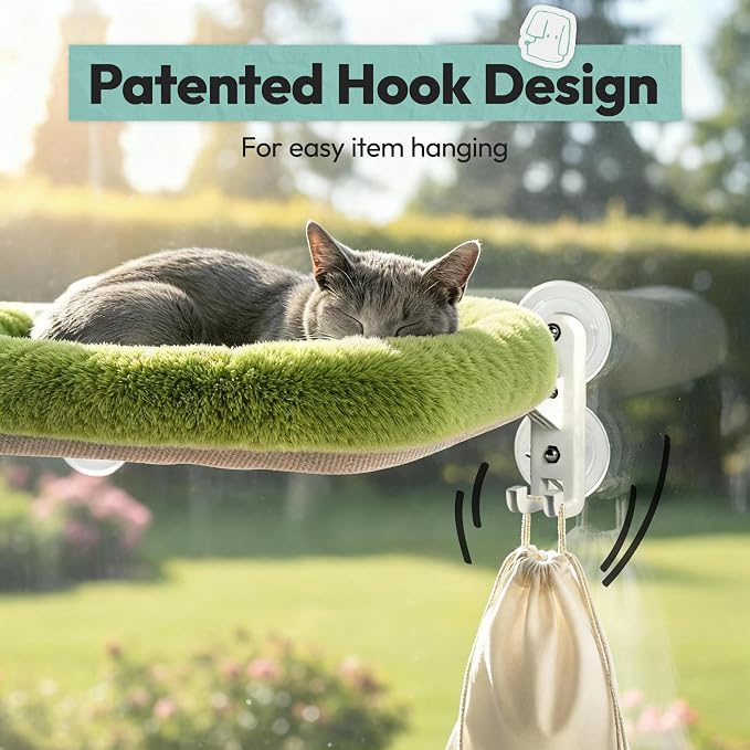 Cordless Cat Window Perch, Foldable Cat Window Hammock, 4 Strong Suction Cups - Image 2