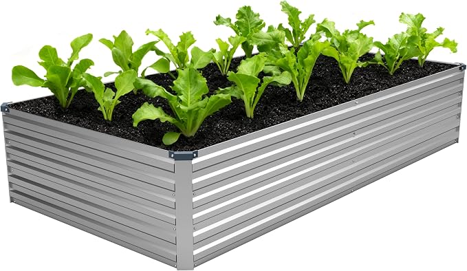 8x4x1.5FT Galvanized Raised Garden Bed, Vegetable Boxes-Rectangle Metal Flower by DIIYIV